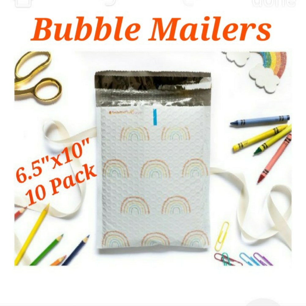Bubble Mailers 6.5"x10" Rainbow 🌈 Pack of 10